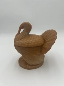 LE Smith Karamell Schlacke Milchglas 7 1/2" Truthahn Süßigkeiten Schale Sauber! - Bild 1 von 15