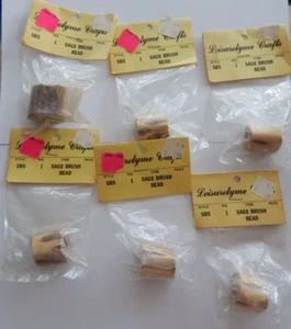 VTG New Leisuretyme Crafts Wooden Bead Lot (6) "SAGE BRUSH BEAD" Log Beads - Picture 1 of 2