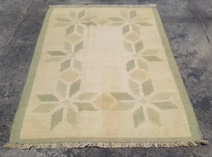 Vintage Traditional Handmade Beautiful Swedish Floral Kilim Floor Rug 184x137 cm - Picture 1 of 17