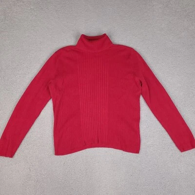 Suéter Charter Club Mujer Pequeño Rojo Acanalado Cuello Alto Algodón Foto 1 de 4