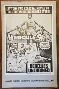 HERCULES / HERCULES UNCHAINED 1973 doppio lungometraggio libro stampa film originale - Foto 1 di 5