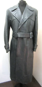 VINTAGE WW2 GERMAN WHERMACHT LEATHER OFFICERS GREAT TRENCH COAT, SIZE M - Picture 1 of 24