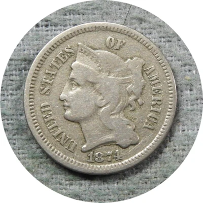 elf Three Cents Nickel  1874  E86 - Image 1 of 2