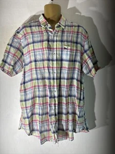 Mens Matalan Size XL Large Colour Check 100% Linen Short Sleeve Casual Shirt - Picture 1 of 6