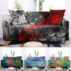 Mandala Print Sofa Covers All Inclusive Flower Sofa Slipcover Stretch Protector - Picture 1 of 25