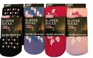 2,3 Pairs Thermal Ladies Girls Lounge Warm Slipper Gripper Socks Non Slip 4-7 - Picture 1 of 1