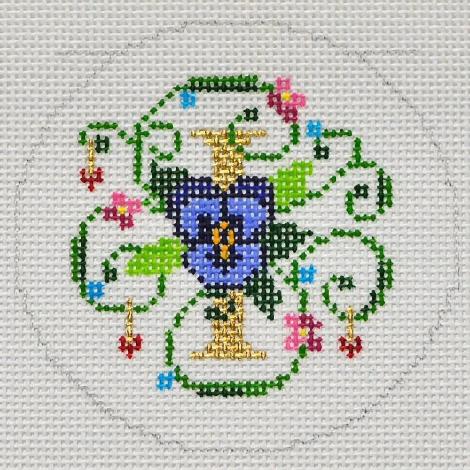 Needlepoint Handpainted Lee BJ Canvas Letter I 3" - Image 1 of 1