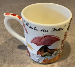 GIEN :: 3 3/4” HANDLED MUG “Route des Indes” ARNAUD D’AUNAY Fait Main FRANCE - Picture 1 of 12