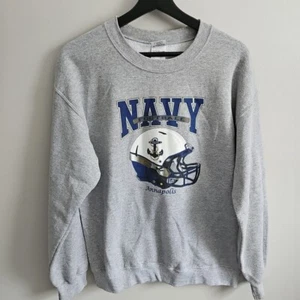 Navy Football Annapolis vtg Gray Size Medium Crew Neck Sweatshirt With Helmet - Picture 1 of 7