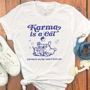 KARMA IS A CAT T-SHIRT - Picture 1 of 29