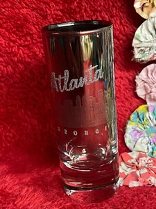 Atlanta Georgia Tall Shot Glass Smoky Mirror Silver Design - Picture 1 of 3
