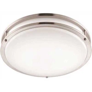 12 in. Brushed Nickel Selectable LED CCT Round Flush Mount Light Color/Finish Fa - Picture 1 of 7
