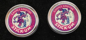VTG Lot of 2 Stick-Um Candle Adhesive American Indian Graphic Tin Never Used NEW - Picture 1 of 4