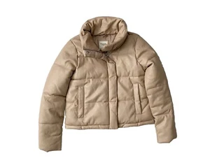 Womens Beige ABERCROMBIE & FITCH puffer Jacket Coat Size M MEDIUM UK 10 12 - Picture 1 of 4