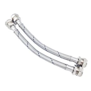 Pair Of Flexible Hose Pipes Connectors Tails 22mm x 22mm Compression 300mm WRAS - Picture 1 of 2