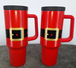 2024 Hallmark Santa Suit Insulated Travel Cups no Straws 40 oz. New Set of 2 - Picture 1 of 12