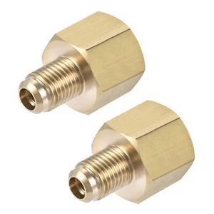 Brass Pipe fitting, 1/4 SAE Flare Male 3/8 SAE Female Thread, Adapter, 2Pcs - Picture 1 of 5