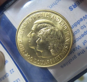 1981 Australia $200 Royal Wedding Lady Diana Gold BU Coin, 10g of 91.67% Gold - Picture 1 of 9