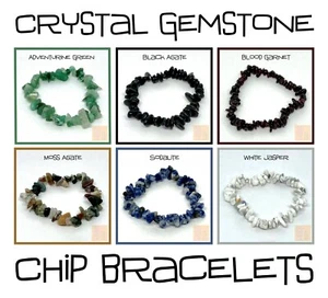 Crystal Gemstone Chip Bracelet *New Age Healing Jewellery Chakra Reiki Agate - Picture 1 of 16