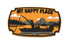 My Happy Place Fishing Patch Embroidered Iron-On Applique Travel Souvenir