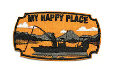 My Happy Place Fishing Embroidered Patch Iron-On/Sew-On Nature Badge Applique