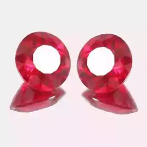 Natural 50 Ct Red Ruby Mozambique Round Cut Certified Loose Gemstone Pair - Picture 1 of 8
