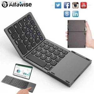 Portable Mini Bluetooth Wireless Foldable Travel Keyboard 3 Folding w/ Touchpad - Picture 1 of 8
