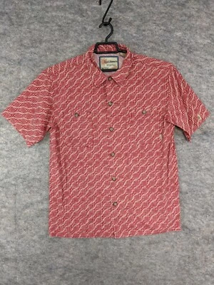 Ruff Hewn Shirt Mens Medium Red Beige Geometric Short Sleeve Pocket Cotton - Image 1 of 4