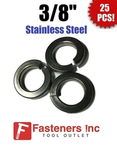 (Qty 25) 3/8" Stainless Steel Regular Split Lock Washers Type 18-8 - Picture 1 of 2