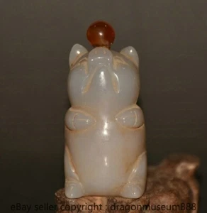 2.8" Old Chinese White Glaze Fengshui 12 Zodiac Year Pig Animal Snuff Bottle - Picture 1 of 9