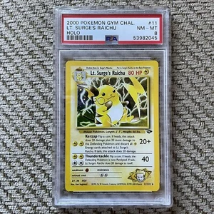 PSA 8 NM-MINT Lt. Surge's Raichu 11/132 Gym Challenge Pokemon Card - Picture 1 of 3