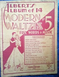 tub SHEET MUSIC ALBERTS ALBUM OF 14 MODERN WALTZES NO 5 FULL WORDS & MUSIC - Picture 1 of 3