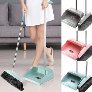Broom and Dustpan Comb Set for Home Super Long Handle,Upright Standing Dustpan - Picture 1 of 13