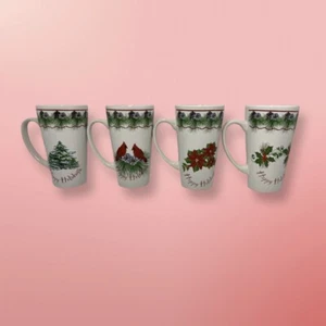 Vintage Christmas Four Pack Happy Holidays Mugs With Box - Picture 1 of 10