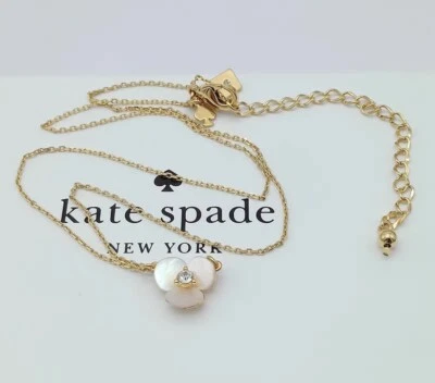 NWT Kate Spade Gold Tone Disco Pansy Disco Mother of Pearl Necklace - Image 1 of 4