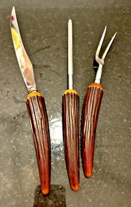 Set intaglio vintage reggente Sheffield Inghilterra finto corno di cervo manici - Foto 1 di 3