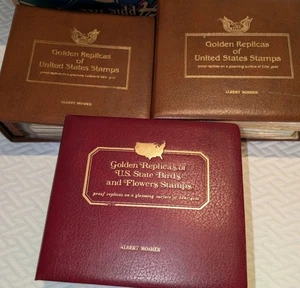 Golden Replicas of the United States 22K Stamp Books Lot of 3 FIRST DAY OF ISSUE - Picture 1 of 22