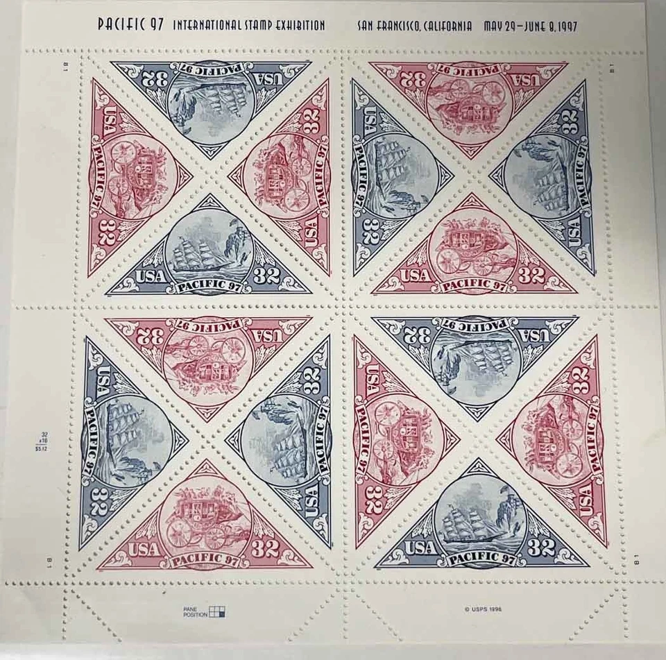 * 1997 32-Cent Pacific97 Sheet of 16 Unique Stamps - Image 1 of 1