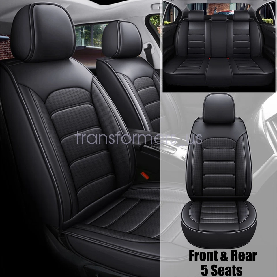 Fits BMW 335i 530i Car Seat Cover 5 Seats Front Rear Seat Protector PU Leather Foto 1 de 4