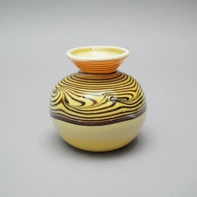 Eisch Vase Glas gelb braun Kröseleinschmelzung signiert V.MIN - Bild 1 von 4