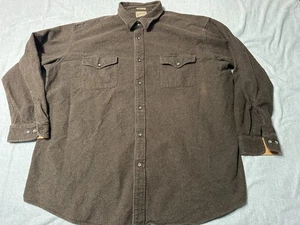 Camisa de tela gamuza con botones manga larga St Johns Bay para hombre 3XL MARRÓN - Imagen 1 de 15