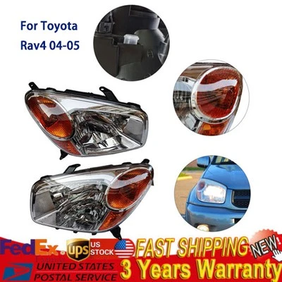 Pair Headlights Set For 2004-2005 Toyota RAV4 Left and Right Front Halogen Light - Imagem 1 de 4