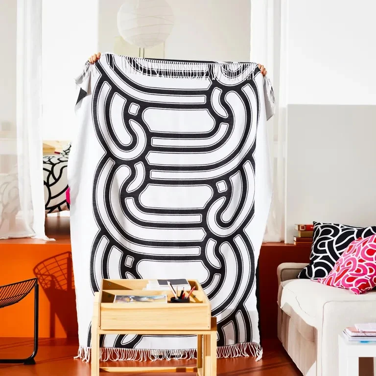 IKEA SOTRONN Throw, Black/White, 2 side, 51x67", 130x170 cm, Limited Collection - Image 1 of 4