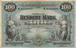 Bayerische Bank 100 Mark Banknote BAY-3b München 1.1.1900 - Bild 1 von 2