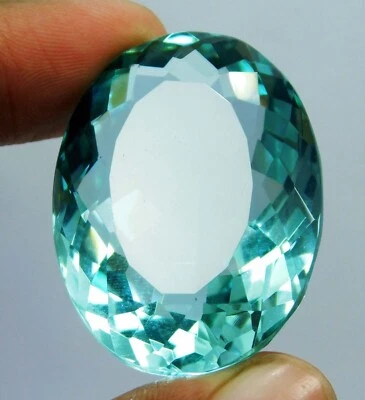 Large Aquamarine 80.00 Ct. Oval Faceted Cut Loose Gem Gift for Wife/Love/Mother - Image 1 of 4