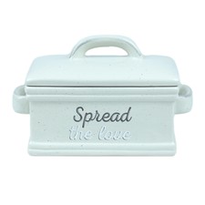 Ceramic Grey Butter Dish Kitchen Storage Serving Dish Tray With Lid Boxed New