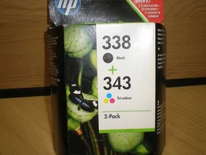 HP SD449EE Photosmart 338 Black/343 Tri-color 2-pack Original Ink Cartridges... - Bild 1 von 5