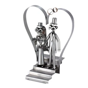 STEELMAN24 Couple Bride and Groom Heart Stairs Rings Metal Bolts Screws - Picture 1 of 2
