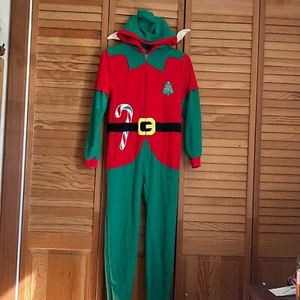 EUC Cat & Jack Christmas Elf PJs / Costume, Hood with Elf Ears, Size 14 - Picture 1 of 10