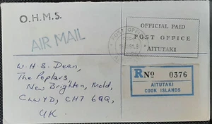 (COK-210) Isole Cook-Aitutaki 1981 ca. PAGATO UFFICIALE da AITUTAKI al UK reg. - Foto 1 di 2